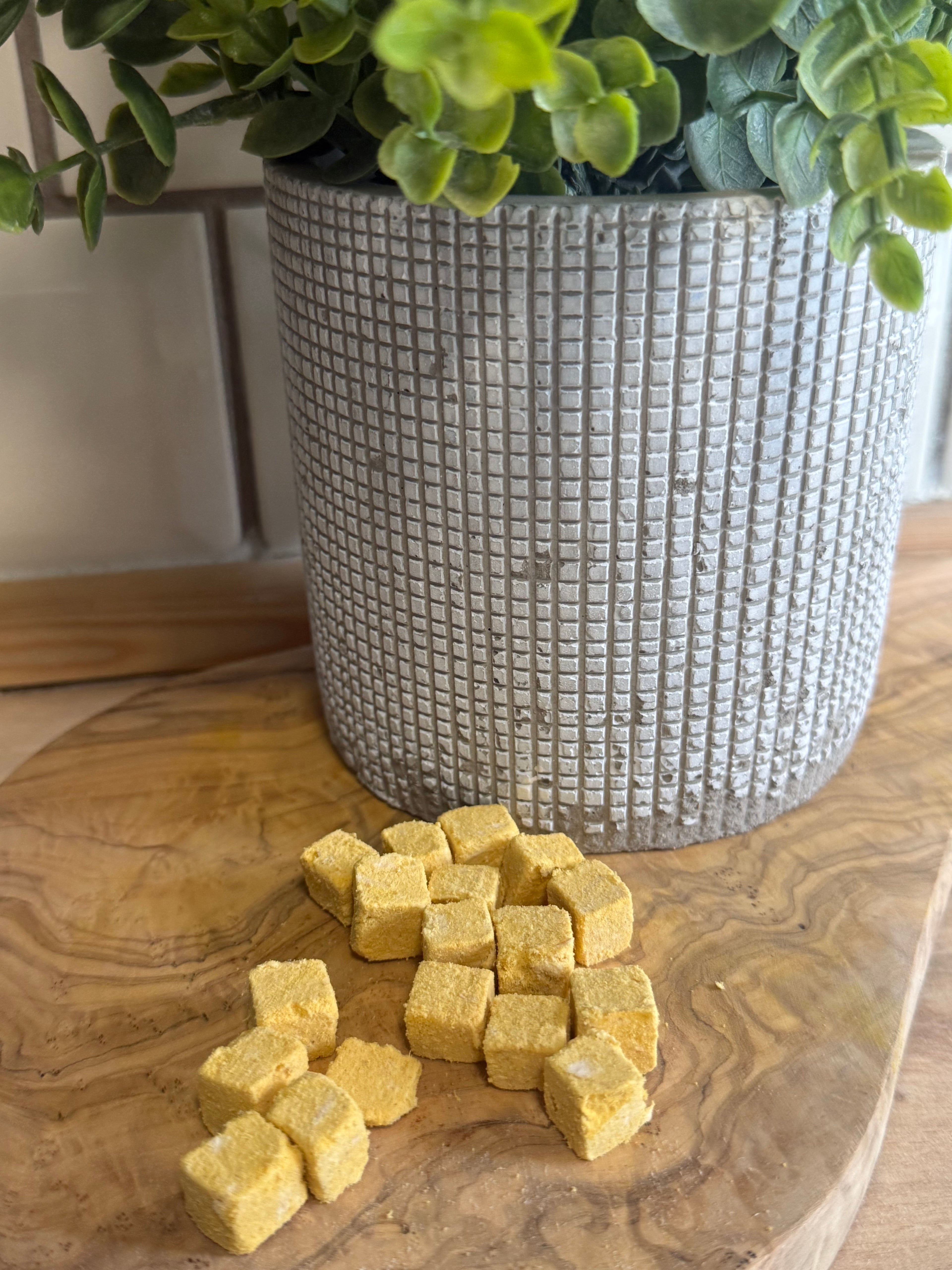 Freeze dried chicken and pumpkin cubes