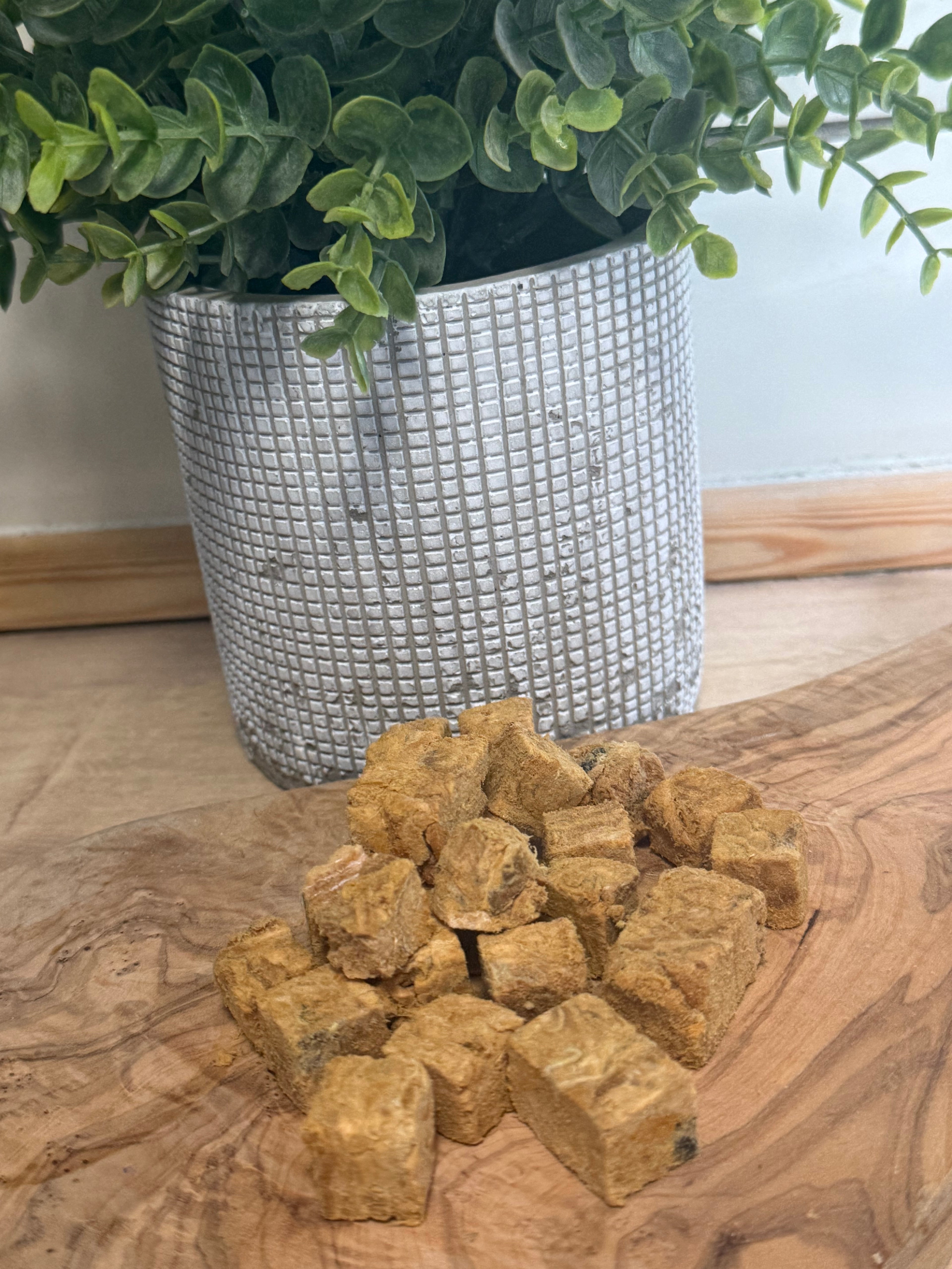 Freeze dried salmon cubes