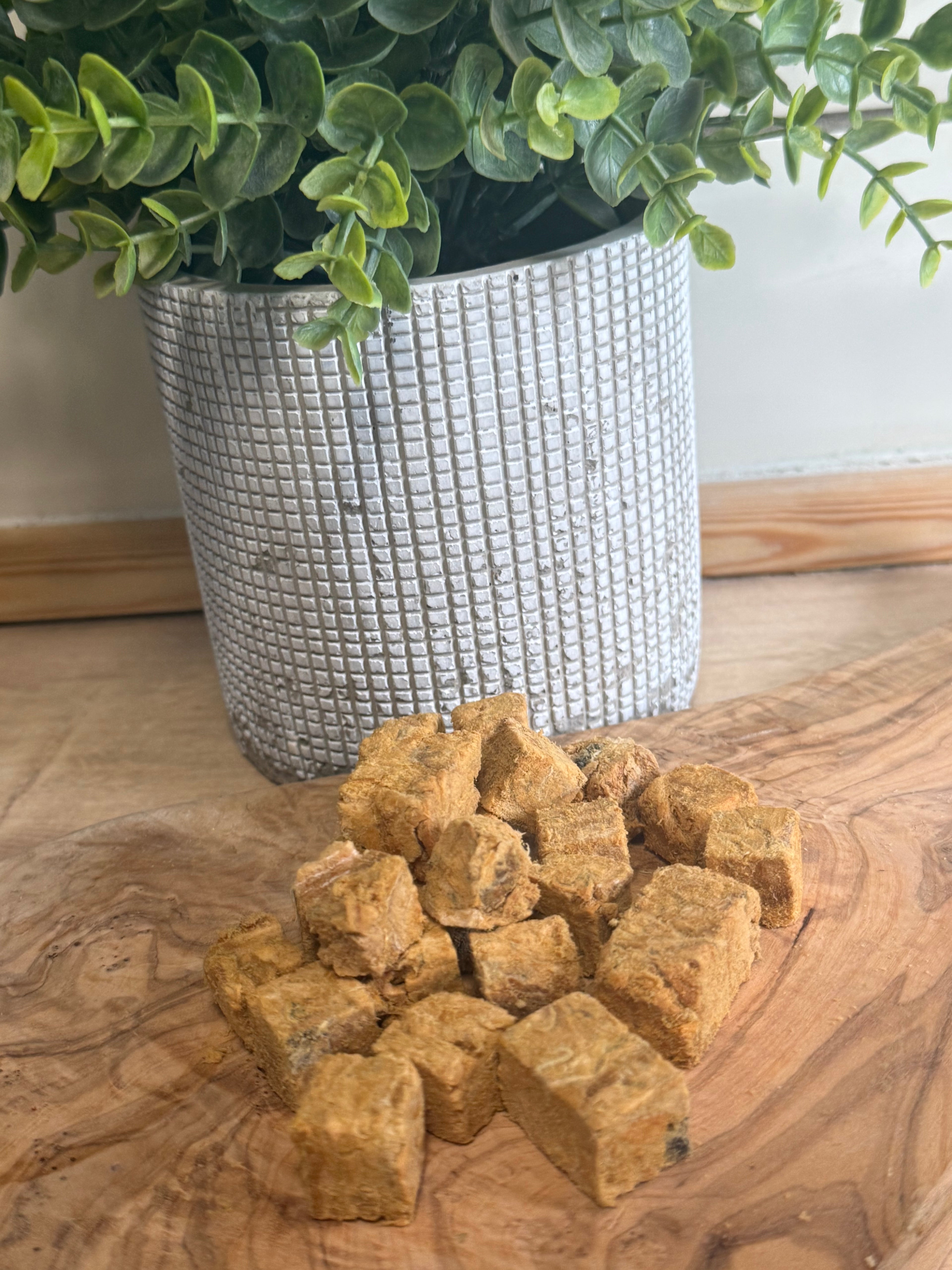 Freeze dried salmon cubes