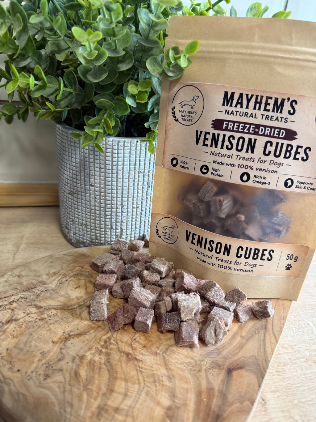 Freeze dried venison cubes