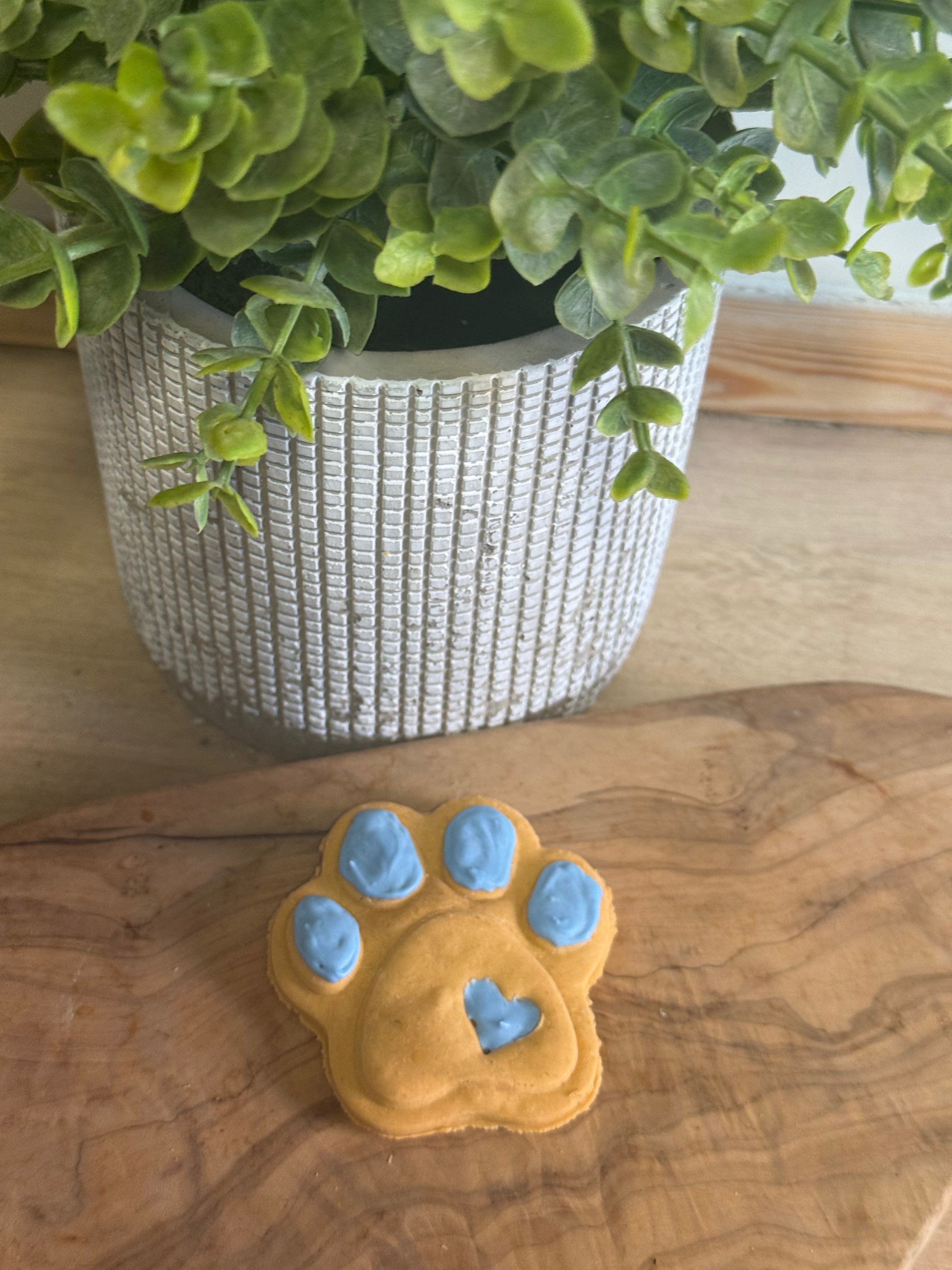Blue cheesy paw biscuit