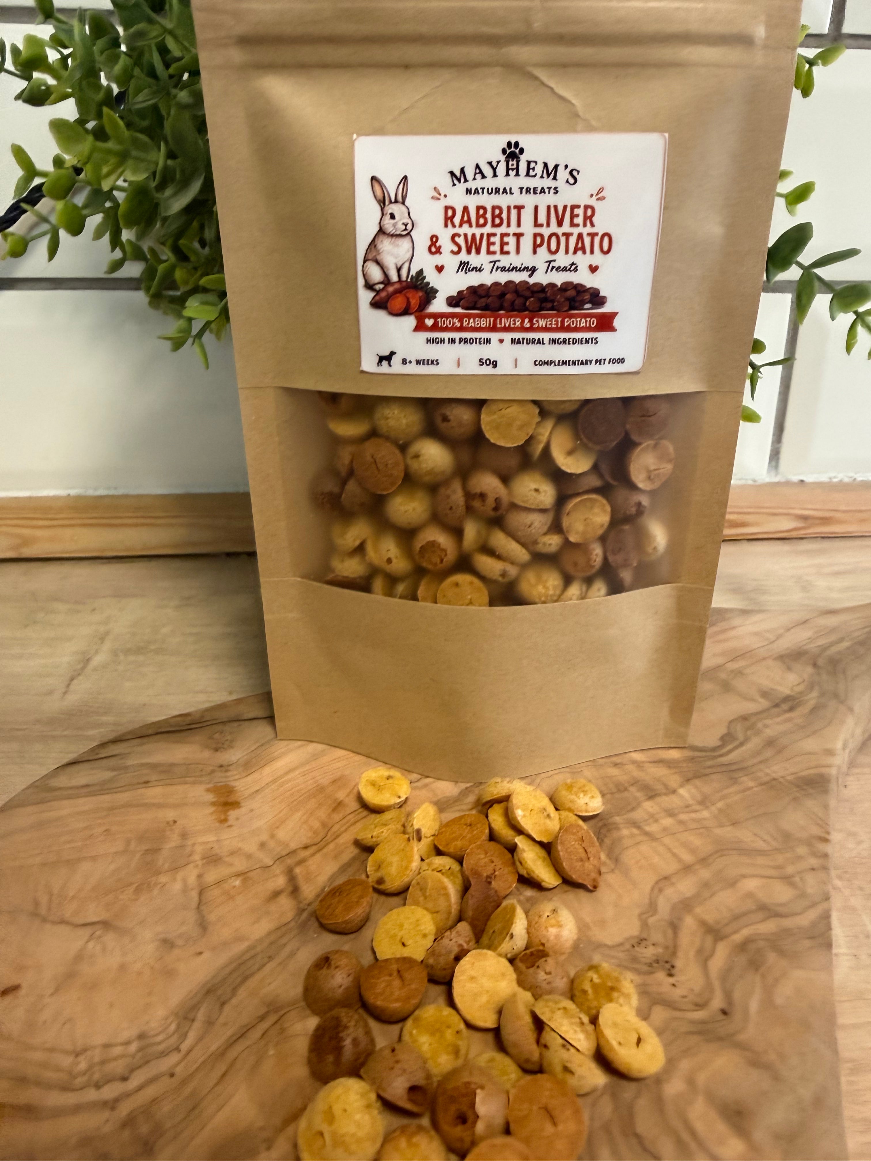 Rabbit liver and sweet potato training treats