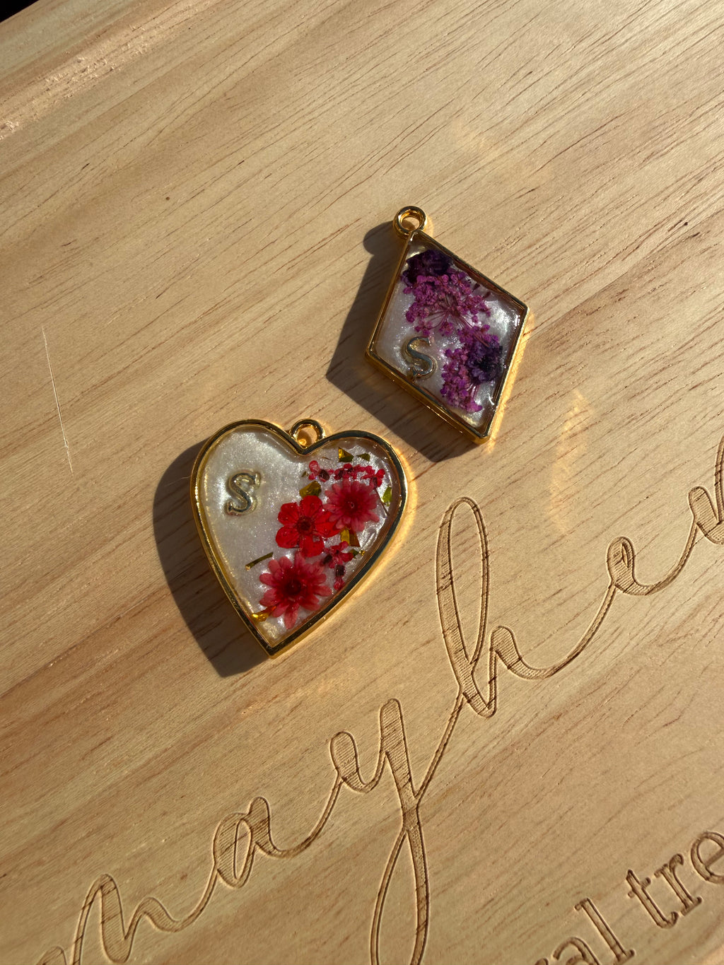 Floral Dog tag charm