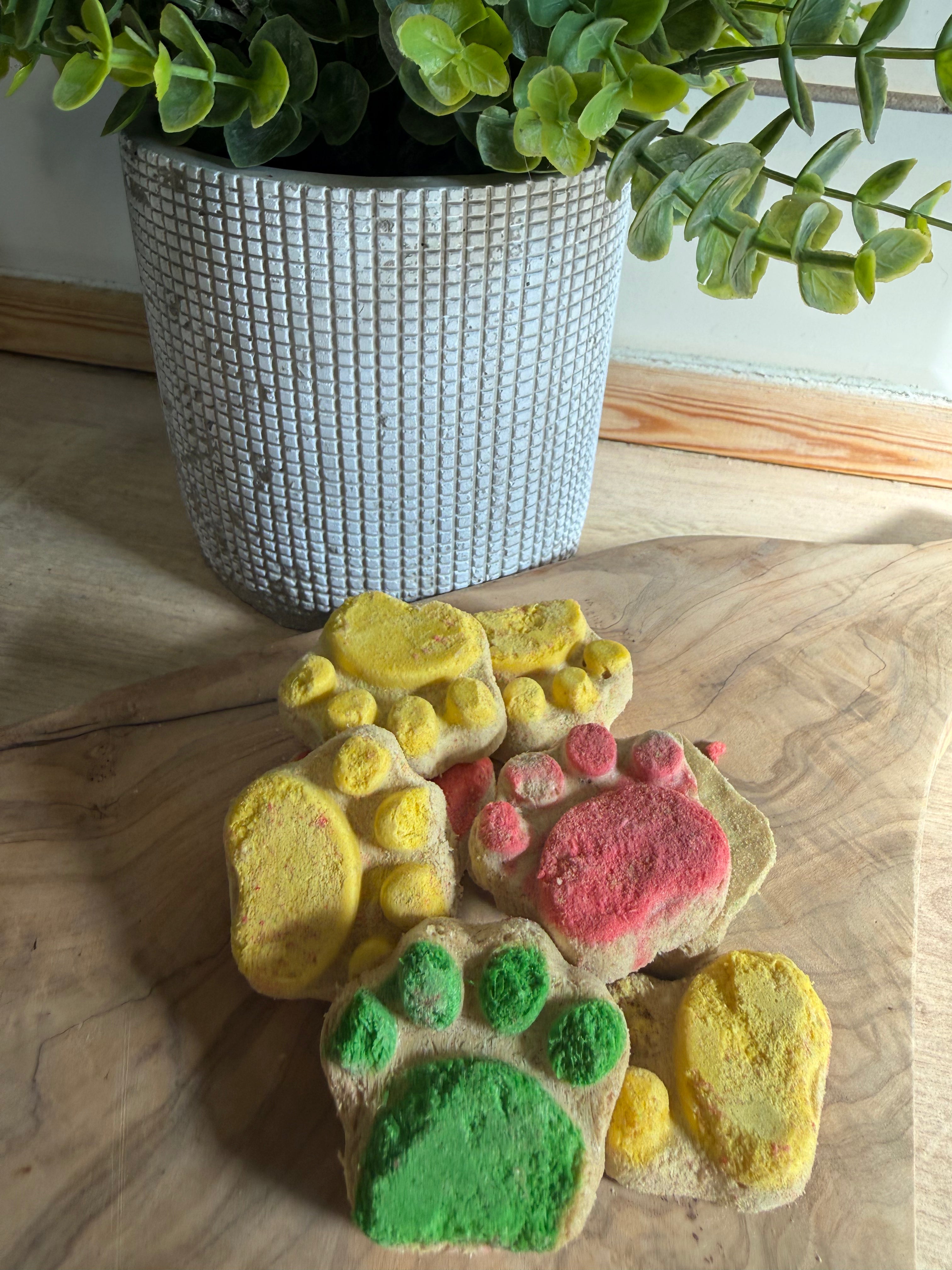 Paw shaped freeze dried chicken